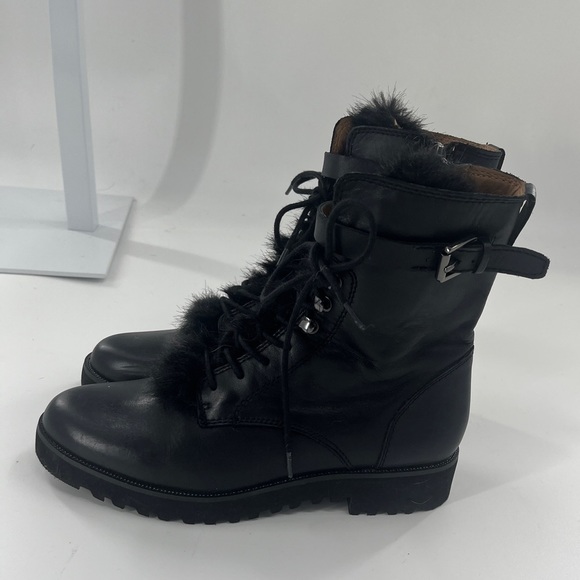 Franco Sarto Canon Combat Leather Boot with Faux Fur Tongue - Size 6 - Picture 2 of 8